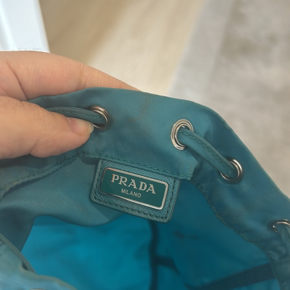Prada nylon turquoise drawstring pouch - Picture 7 of 7